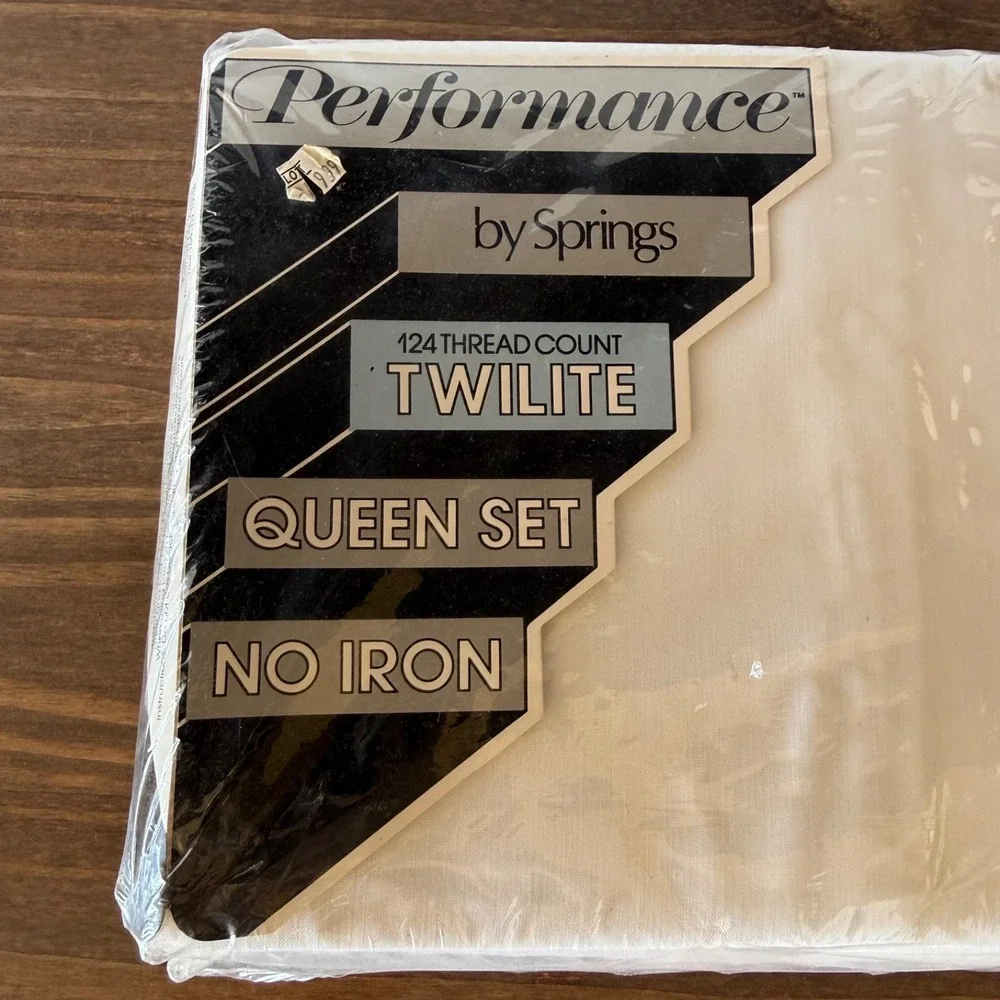 Vintage Springs Twilite White Sheet Set‎ Queen 4pc NOS No Iron USA